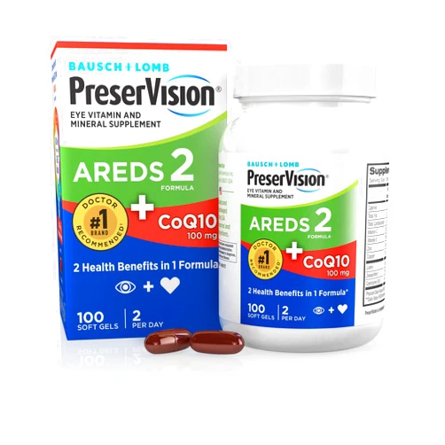 PreserVision AREDS 2 Eye Vitamins with CoQ10 for Heart Health, Lutein, Zeaxanthin, Vitamin C & E, Zinc, Copper, 100 Softgels