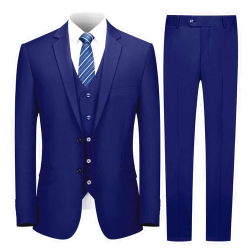 Cooper & Nelson 3 Piece Mens Suit Set, Slim Fit Suit for Men, Solid Jacket, Vest, Pants and Tie