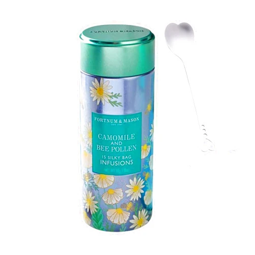 House of Gifts Fortnum and Mason British, Camomile and Bee Pollen Infusion Tin, 15 Silky Tea bags (1 Pack) With Spoon Included