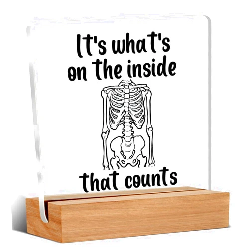 WEZADUK Funny Radiology Tech Gifts, X-Ray Acrylic Plaque Gift, Graduation Gifts for Radiology Tech Student Essentials Desk Signs Decor 4 × 4 Inches