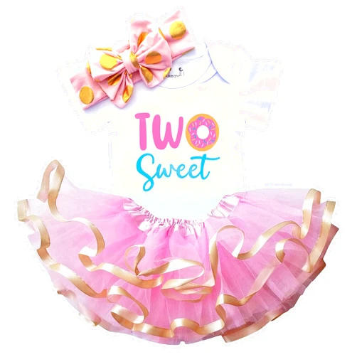 Luke and Lulu Two Sweet Birthday Outfit - 2nd Birthday Cute Toddler Dress with Headband - Girl Outfit for 2 Year Old