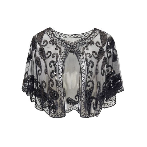 BABEYOND 1920s Shawl Wraps Sequin Beaded Evening Cape Bridal Shawl Bolero Flapper Cover Up