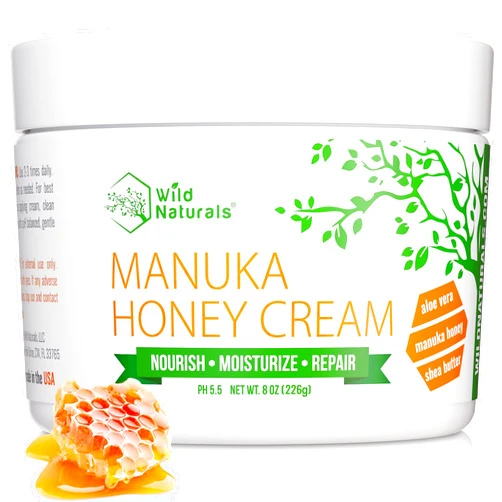 Wild Naturals Manuka Honey Moisturizer for Dry, Sensitive Skin – Eczema Relief Face Cream – Soothing Cream for Redness & Irritation – Face, Hand & Body Moisturizer for Women & Men