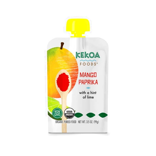 Kekoa Foods 100% Organic Vegetarian Baby Food Puree - Gluten-Free, Vegan, 3.5 oz Squeeze Pouch (Mango Paprika, 6 pack)