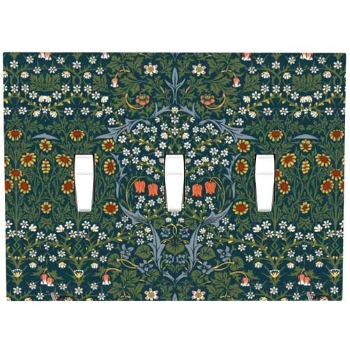 Nijuodnijir Decorative Switch Plates Colorful Floral Boho Flower Plant Leaf 3 Gang Wall Plate Triple Toggle Light Switch Cover Faceplate Electrical Wall Panels For Bed Room Living Room Decor
