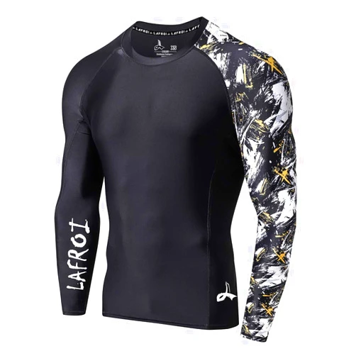LAFROI Men's Long Sleeve UPF 50+ Baselayer Skins Performance Fit Compression Rash Guard-CLYYB