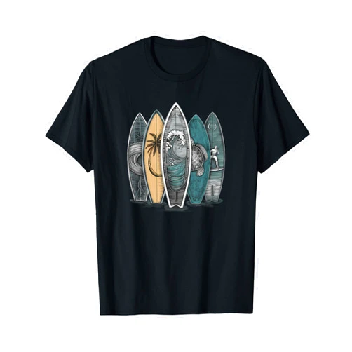 Dibble Dabble Designs Surfer Surfing Tropical Surfboards Vintage Surfboarder Surfer T-Shirt