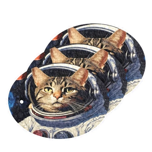 KOPIRIT Cool Spacesuit Cat Dish Sponges Kitchen Scrubbing Sponge Non Scratch Dish Scrubber for Dishes Household Cleaning Supplies Bathroom 3 Pack