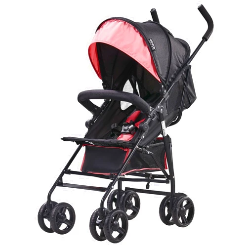 VEVOR Lightweight Stroller, Compact Easy Fold Multiposition Recline Canopy Backrest, Carbon Steel Frame, Large Storage Basket, Umbrella Toddler Baby Stroller for Travel and More, Black/Pink
