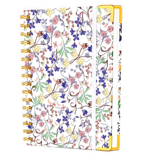 UEBZFOCS Cute Spiral Notebook Journal for Women, 160 Pages Lined Notebooks 5.75” x 8.38”, A5 Hardcover Spiral Journals with 100 GSM Thick Paper, College Ruled Notebook for Writing Work School, Purple Floral