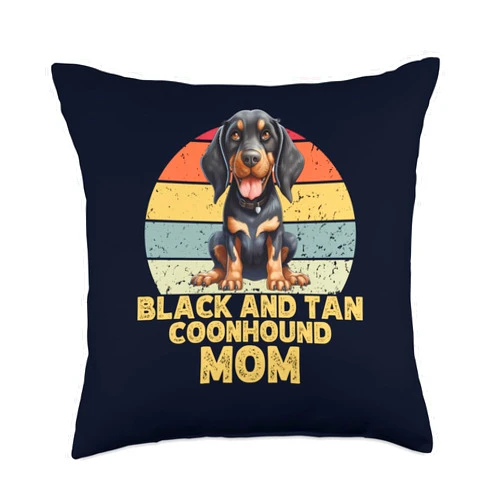 I Love My Black & Tan Coonhound Dog Gifts & Shirts Black and Tan Coonhound Mom Retro Funny Dogs Lover Throw Pillow, 18x18, Multicolor