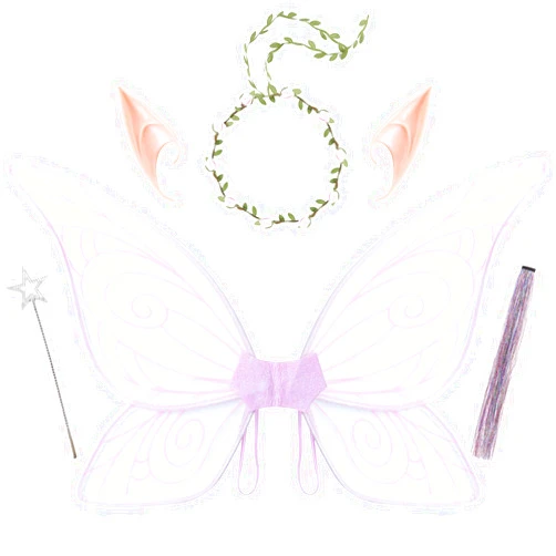 PESAAT Fairy Wings for Adult Sparkling Sheer Girls Butterfly Wings with Fairy Hair Tinsel,Elf Ears,Flower Garland,Wand