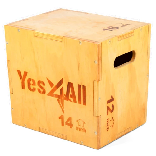 Yes4All 3 in 1 Wooden Plyo Box - Holds Up to 450lbs - Versatile Plyometric Jump Box for Home Gym and Outdoor Workouts