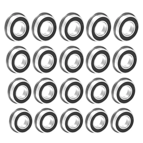 uxcell F688-2RS Flanged Ball Bearing 8x16x5mm Double Sealed Chrome Steel Flange Bearings, 20pcs