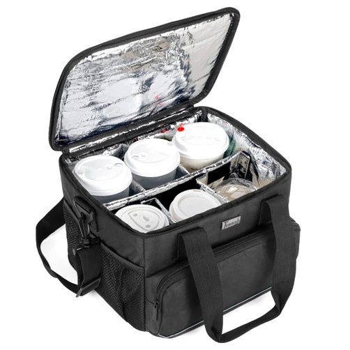 Trunab Reusable 6 Cups Drink Carrier for Delivery with Adjustable Dividers, Handle with Carrying Strap Tote Holder Insulated Bag for Beverages,Food Take Out,Outdoors