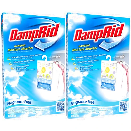 DampRid Damp Rid Hanging Moisture Absorber, Fragrance Free, 14 oz-2 pk, 14oz 2 Pack