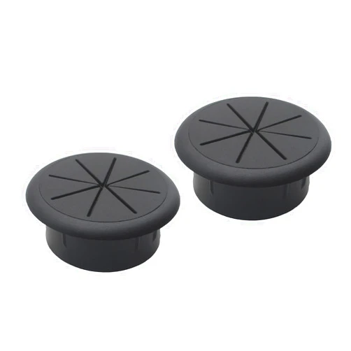 FDXGYH 2-3/8inch(60mm) ABS Desk Grommet 2pcs Desktop Cable Hole Cover Plastic Grommet for Home and Office Desktop Wire Organizer [Black]