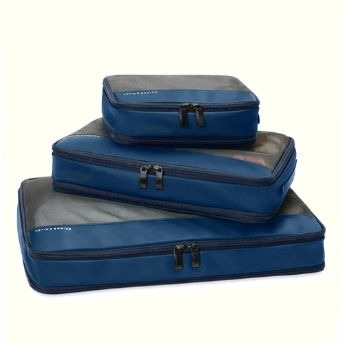 Briggs & Riley Compression Packing Cube Set - Bag Organizer for Check In Suitcase & Luggage, For Women & Men, Pack Accessories for Vacation - Travel Must Haves, 3-Piece, Navy