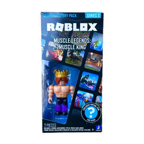 Roblox Deluxe Mystery Pack Action Figure Series 1 2 - Includes Exclusive Virtual Item (Choose Figure) (Muscle Legends: Muscle King)