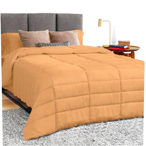 Silver Cotton 1 Piece Long Box Pattern Comforter 550 GSM All Season Comforter 1000 Thread Count, 100% Egyptian Cotton, Full/Queen Size - Sand Color