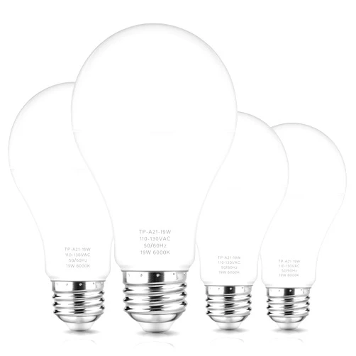 Maylaywood A21 LED Light Bulbs, 150 Watt Equivalent, Cool White 6000K, 2600LM, E26 Base, Non-Dimmable, 19W Bright White LED Bulb, 4-Pack