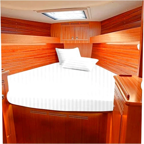 SL SUPREME LINEN 1 Piece V Berth Sheet Set The Best Boat V Berth Bedding 800 Thread Count 100% Egyptian Cotton Fits Mattresses up to 10” Depth - Great Gift for Boaters Universal V Berth - White Stripe