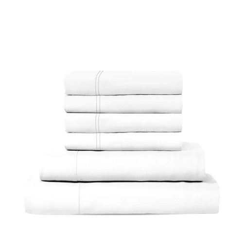 THREAD SPREAD 6 Piece Bedding Bundle - Queen Sheet Set with 4 Pillowcases, 400 Thread Count 100% Long Staple Egyptian Cotton Sateen Weave (Silver)