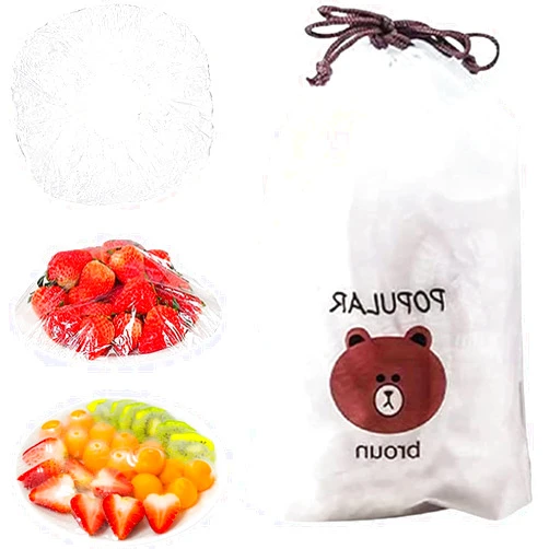 Oprtuisi Fresh Keeping Bags - Reusable Elastic Food Storage Covers with Elastic Edging - Stretch Plastic Wrap Bowl Covers (100Pcs)