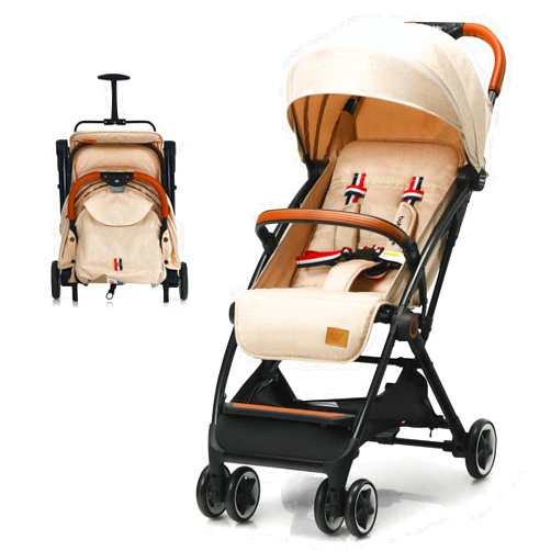 BABY JOY Lightweight Baby Stroller, Compact Toddler Travel Stroller for Airplane, Infant Stroller w/ 5-Point Harness, Adjustable Backrest/Footrest/Canopy, Storage Basket, Easy One-Hand Fold, Beige