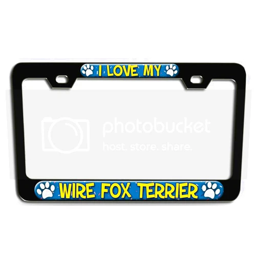 Makoroni - I Love My Wire Fox Terrier Dogs Pets Bl 3D Metal License Plate Frame Auto SUV Truck Tag Holder, #o26
