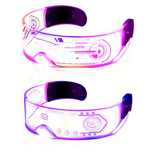 TOODOO 2 Pairs LED Visor Glasses Futuristic Glasses Light Up Glasses Luminous Glasses for Rave Costume Halloween Party(Trendy Style)