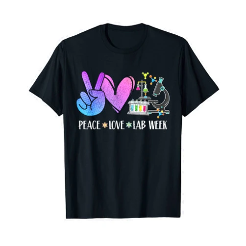 Flo Design Lab Week Outfits Peace Love Lab Week Laboratory Happy Lab Week 2024 Men Women T-Shirt