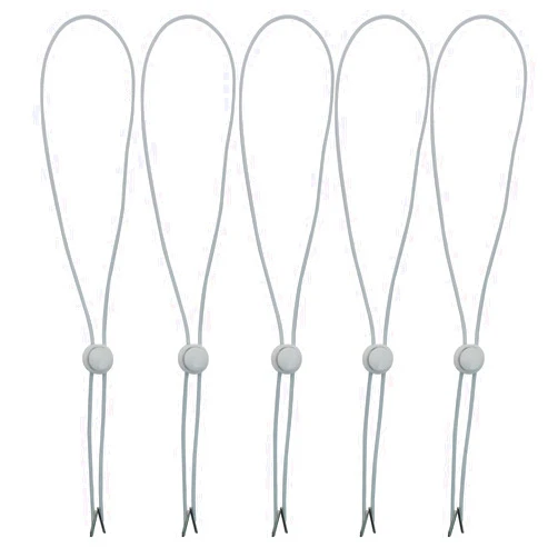 AKOAK Set of 5 Hat Flexible Removable Chin Cord Windproof Strap Clip Adjustable Cord Fastener for Golfing, Fishing, Boating, Sailing, and Other Sports（White）
