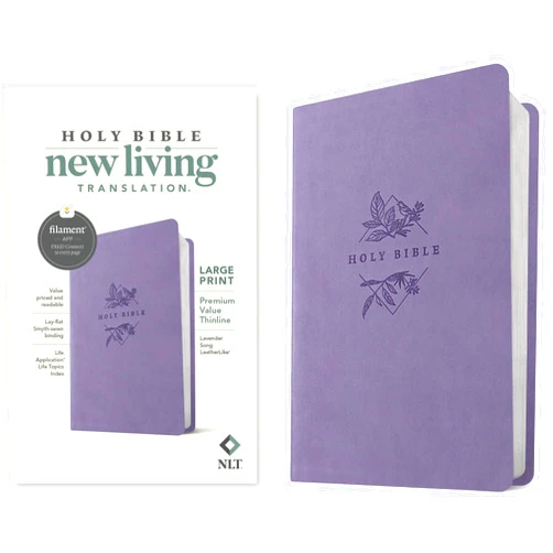 By New Living Translation (Author), Tyndale (Creator) NLT Large Print Premium Value Thinline Bible, Filament Enabled (LeatherLike, Lavender Song)