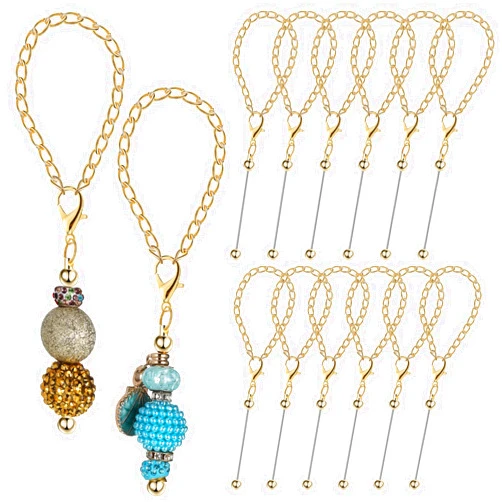 Landical 12 Pcs Beadable Charm Accessories Compatible with Stanley Beaded Charm for Tumblers with Handle Cup Chains Wire for 30 40 oz Water Bottle Jewelry Gift Making Blank DIY