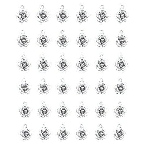 Ruwado 30 Pcs Rose Charms Vintage 1.6 X 1.2 X 0.4 CM Chic Flower Pendants for DIY Jewelry Making Kits Necklace Bracelets Earring Keychain Accessories