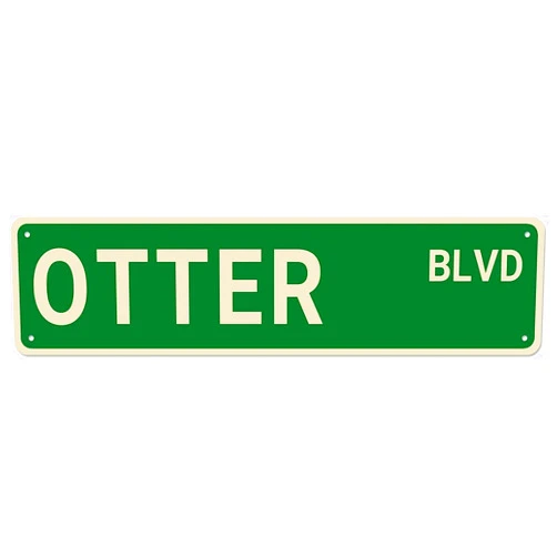 Apular Otter BLVD Street Sign, Otter Sign Otter Decor Otter Lover Gift, Funny Animal Wall Decor for Home/Man Cave, Quality Metal Signs 16x4 Inch