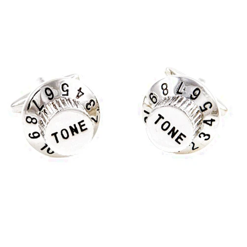 MRCUFF Guitar Stereo Radio Tone Volume Knob Retro Telephone Dial Music Pair Cufflinks in Presentation Gift Box & Polishing Cloth