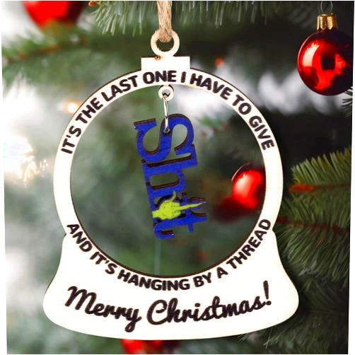 JjBOOM Funny Christmas Wooden Ornament Gag Gifts Naughty Ugly Christmas Tree Decoration It's The Last Shit on Thread My Last Fuck Ornament Adult Humor Christmas Ornament Prank Gift for Home Party Decoration