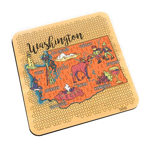 Torched Mind Bending Color Printed Puzzle State Pride Map (Washington) | Hard Puzzle for Adults |100 Pieces | Interconnected Challenging Shapes | 11.3