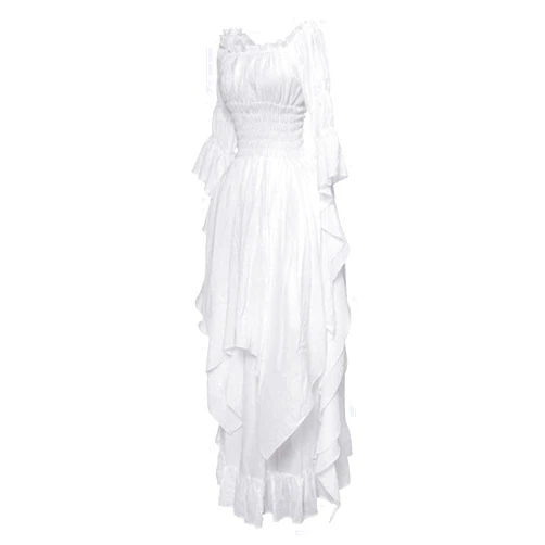 Weixu Renaissance Dress Medieval Women Gothic Witch Dress Ruffle Victorian High Low Dress Halloween Costume