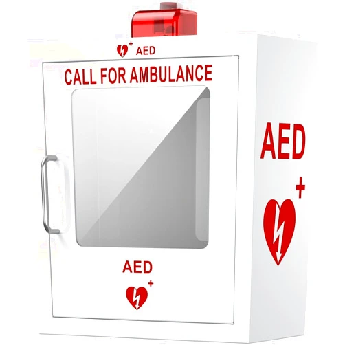 JPHYLL AED Cabinet Wall-Mounted AED Cabinet with Alarm System Industrial-Grade Steel Plate PVC Transparent Window Fits All Brands of AED, 14.2 x 7.1 x 15.7 Inches
