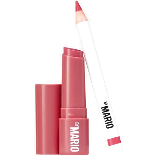 BY MARIO MAKEUP BY MARIO Rosewood Glow Lip Kit – Mini MoistureGlow Plumping Lip Serum & Ultra Suede Sculpting Lip Pencil, Rich Mauve – Hydrating Plumping Lip Duo, Travel Size