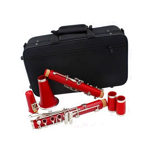 JUUTQA Red 17 Keys B Flat Clarinet ABS Resin Body Nickel Plated Keys Clarinet With Case And Accessory