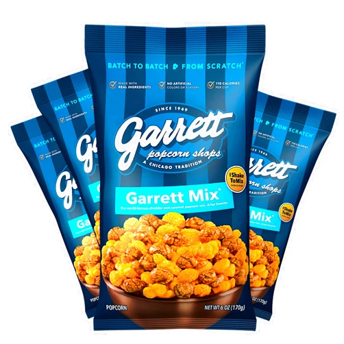 Garrett Popcorn Shops Garrett Popcorn Garrett Mix, 6.0oz, 4 Bags,​ Cheese and Caramel Gourmet Popcorn, Gluten Free, Sweet and Salty Snack, Popped Popcorn Bags