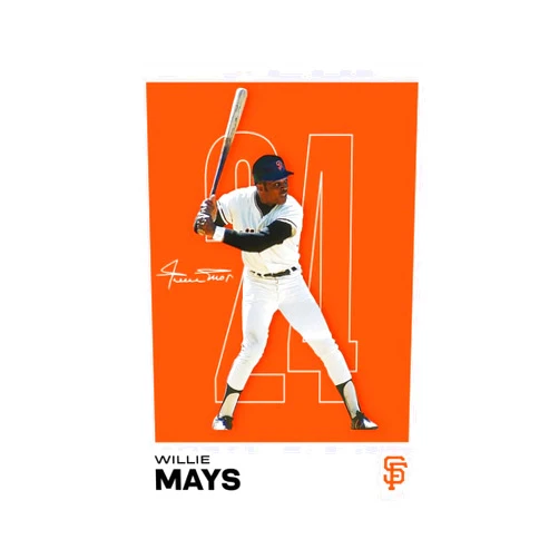 YALIZEYAO Willie Mays Canvas Poster Wall Art Decor Print Picture Paintings for Living Room Bedroom Decoration Unframe:12x18inch(30x45cm)