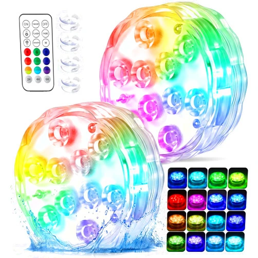 BITIWEND 2026 Upgraded Submersible LED Lights, IP68 Waterproof Floating Pool Hot Tub Lights with Remote Control, 16 RGB Colors, Timer, Suction Cups, Battery Powered Underwater Lights for Spa, Pond, Vase Decor