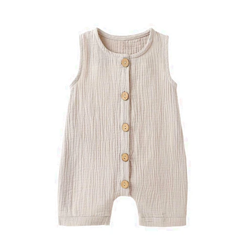 Cecobora Infant Newborn Baby Boys Girls Cotton Linen Romper Summer Jumpsuit Sleeveless Overalls Clothing Set