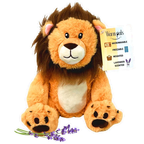 1i4 Group Lion - Microwavable & Weighted Plush Stuffed Animal - Heated Plushie for Warmth - Cute, Soft, Cozy Toy for Adults & Children (Boys, Girls, & Toddlers) by Warm Pals
