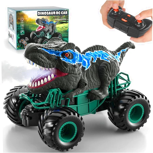Bennol 2.4GHz Remote Control Dinosaur Car Trucks Toys for Kids Boys, RC Dino Toys with Light, Sound & Spray, Indoor Outdoor All Terrain Electric Car Toys Gifts for 3 4 5 4-7 8-12 Boys Kids